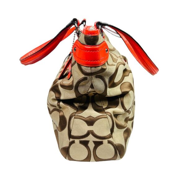 COACH Daisy Outline Signature Emma Tote Shoulder Bag - F24066 - Khaki Vermillion - Picture 5 of 10